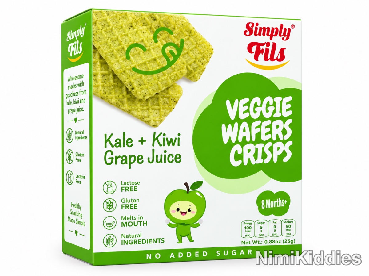 Simply Fils Veggie Wafers Crisps Kale+Kiwi Grape Juice Biscuits 25g (8 Months +).