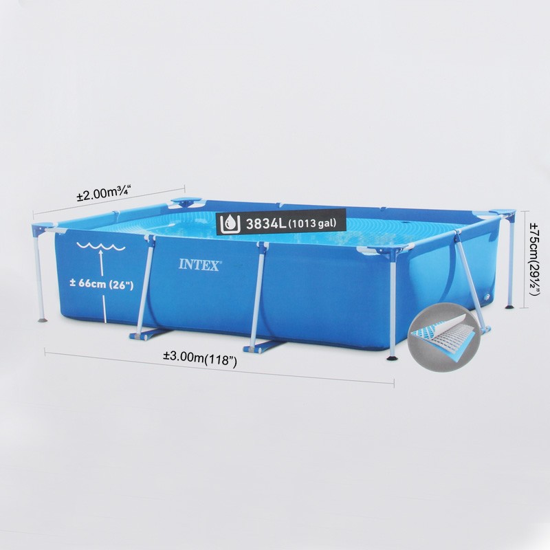 Intex Rectangular Frame Pool (3.00m × 2.00m × 75cm) (3834 litres)