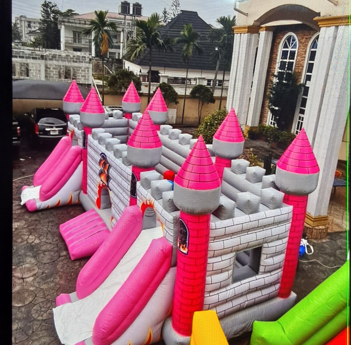 Inflatable Pink Activity Bounce Castle