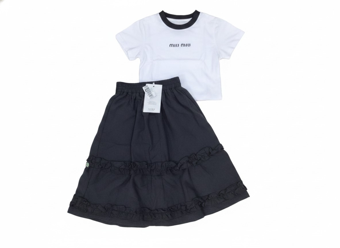 Min Min White Crop Top With Carribean Skirt (2 Piece Set).