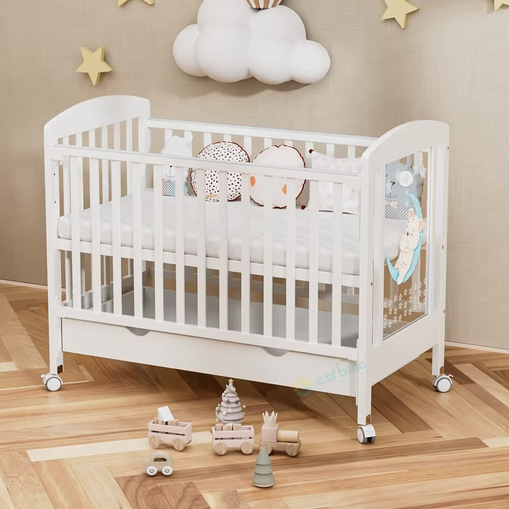 KDDYW Double bulk baby white wooden bed